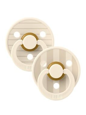BIBS Neutral Stripe Pacifier Set - Cream